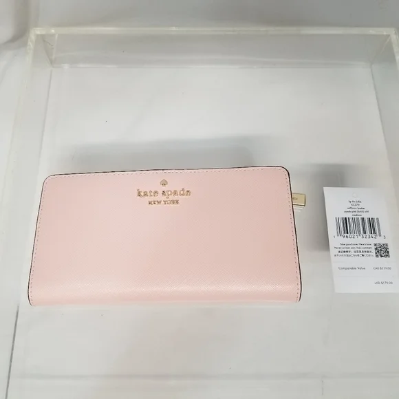 Kate Spade New York New With Tags Madison Conco Pink Large Slim Billfold Wallet